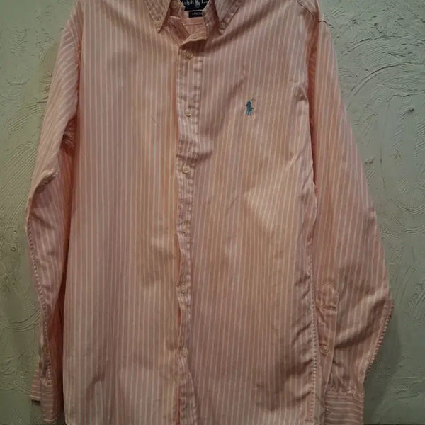 [BUNJANG] Polo Ralph Lauren Pink Striped Shirt / 폴로 랄프로렌 스트라이프 셔츠 분홍색