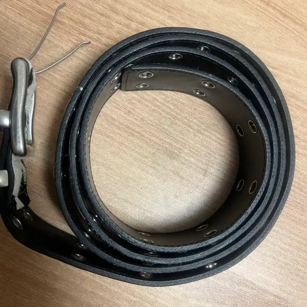 [BUNJANG] OS MJD Kamien Double Hole Belt Oreo Calf Hair / [OS] MJD 카미엔 더블 홀 벨트 오레오 카프 헤어