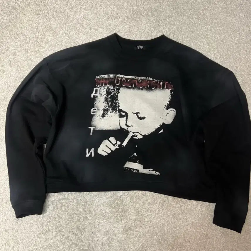 [BUNJANG] QAP Baby Crewneck Black / [OS] qap 베이비 크루넥 baby crewneck 블랙