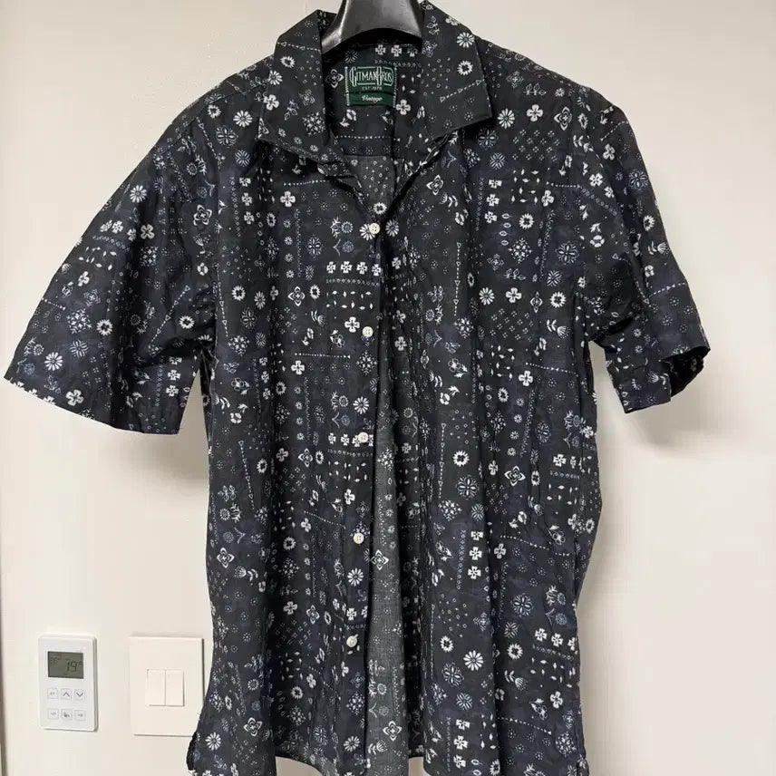 [BUNJANG] Jitman Vintage Paisley Camp Shirt Navy L / 짓먼빈티지 오픈카라 캠프셔츠 네이비 페이즐리 L사이즈