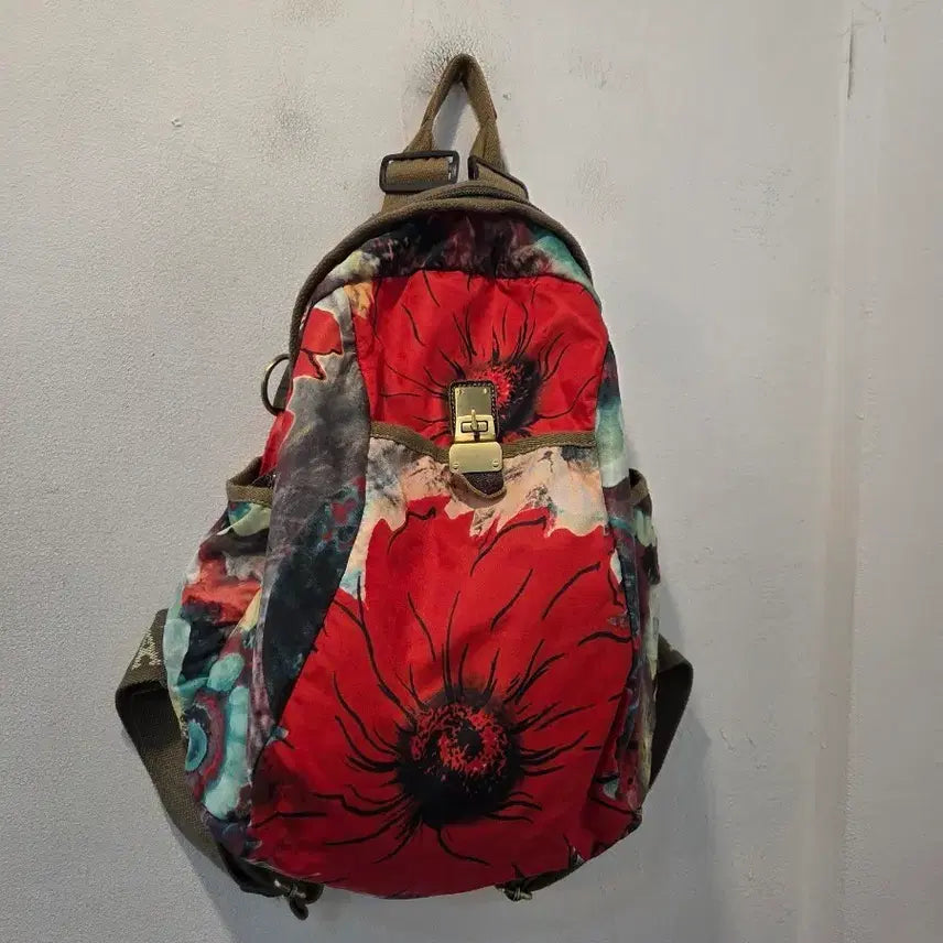 [BUNJANG] OULANDIPAI Flower Print Backpack / OULANDIPAI 플라워 프린트 백팩 가방