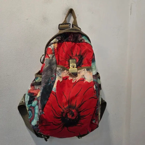 [BUNJANG] OULANDIPAI Flower Print Backpack / OULANDIPAI 플라워 프린트 백팩 가방