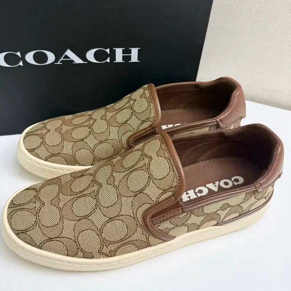 [BUNJANG] Coach Signature Brown Slip-On Shoes / 정품 코치 신발  시그니처 브라운 슬립온