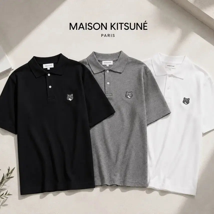 [BUNJANG] Maison Kitsuné Grey Fox Short Sleeve Polo T-Shirt / [번장최저가][무료배송] 메종키츠네 그레이폭스 반팔 카라티