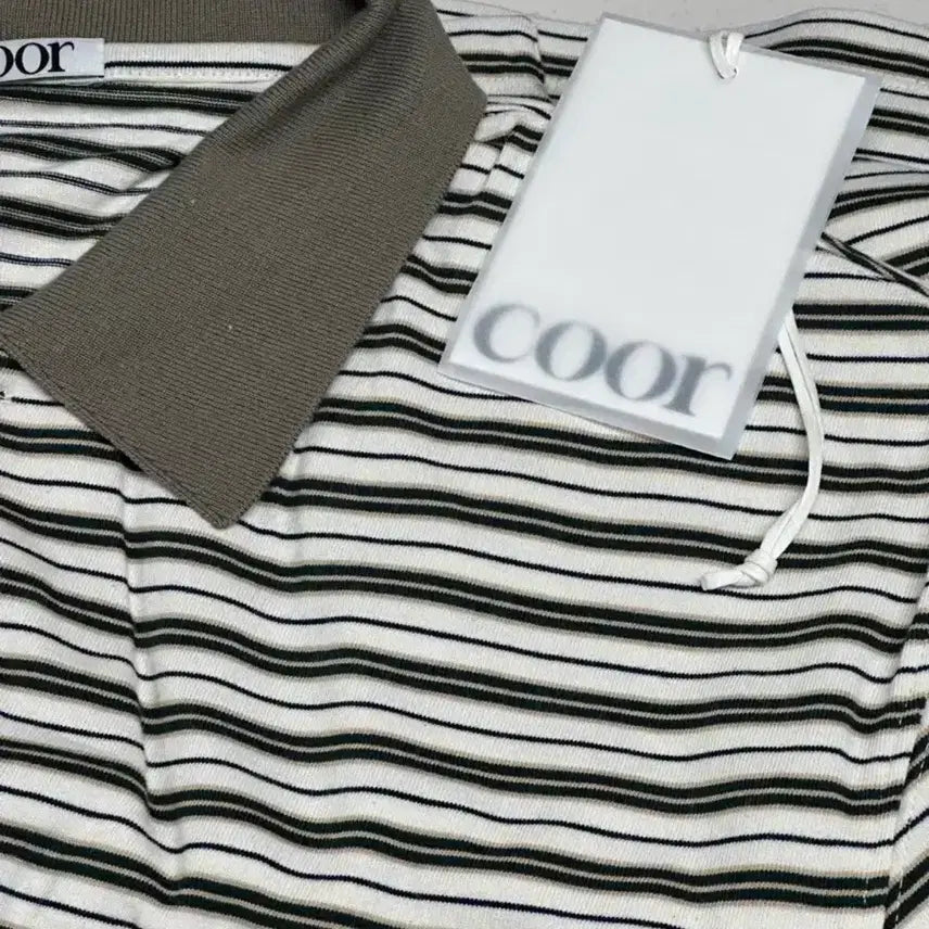 [BUNJANG] Coour Multicolor Stripe Polo Shirt (Green) / L)쿠어 멀티컬러 스트라이프 폴로 셔츠(그린)