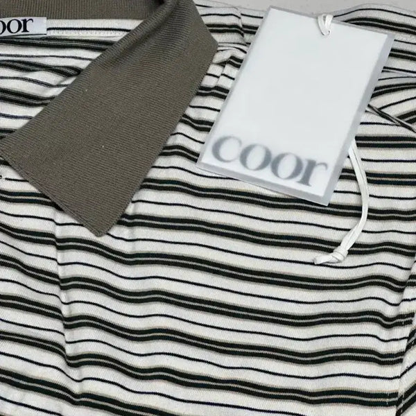 [BUNJANG] Coour Multicolor Stripe Polo Shirt (Green) / L)쿠어 멀티컬러 스트라이프 폴로 셔츠(그린)