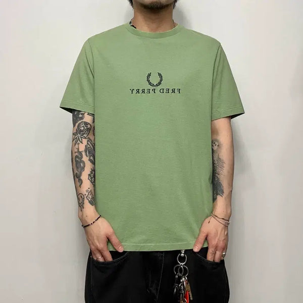 [BUNJANG] Fred Perry Single Stitch Logo Embroidered T-Shirt (L) / FRED PERRY 프레드페리 싱글스티치 로고자수 티셔츠