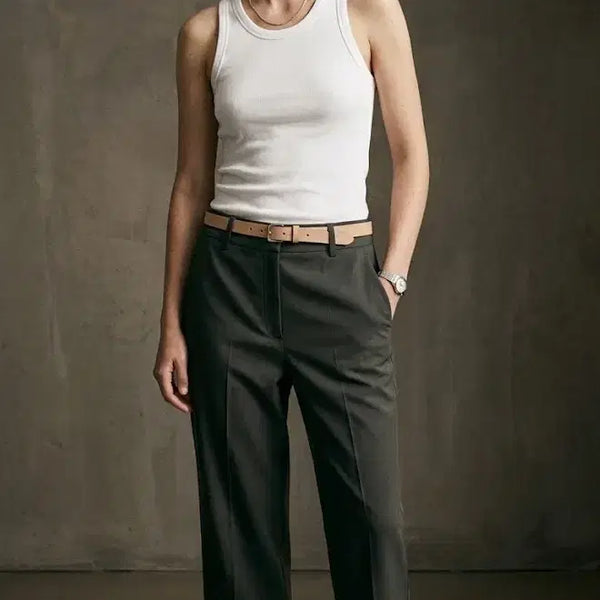 [BUNJANG] Tomboy Spring/Autumn Wide-Leg Pants Khaki Size 55 / 톰보이 춘추 와이드팬츠 55 카키