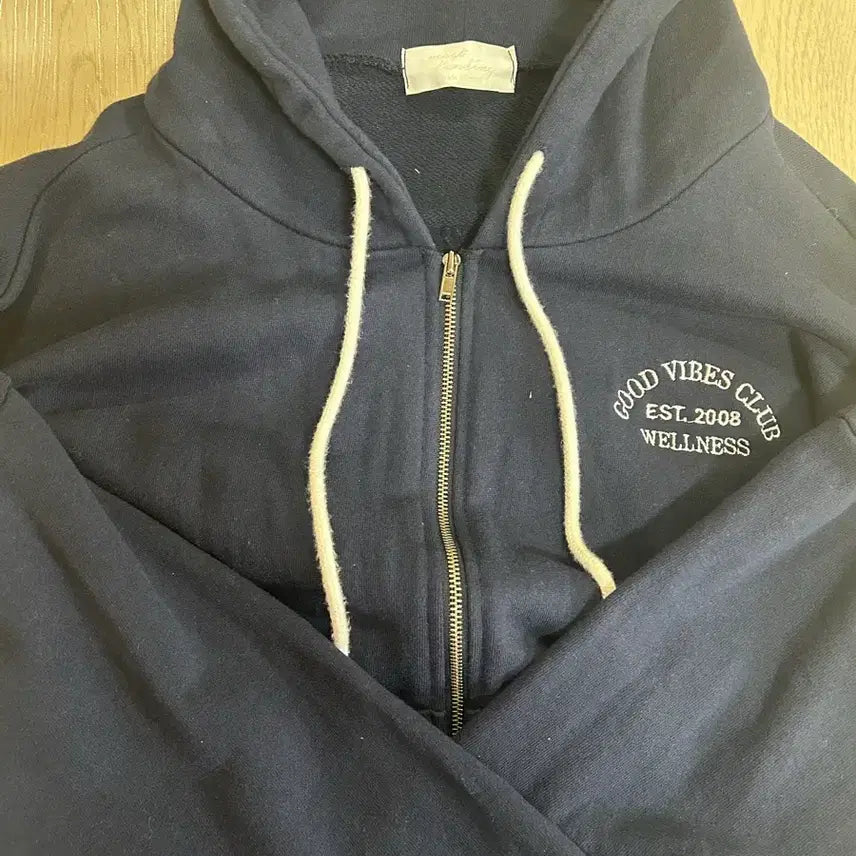[BUNJANG] Navy Cropped Hoodie Zip-Up / 네이비 크롭 후드집업