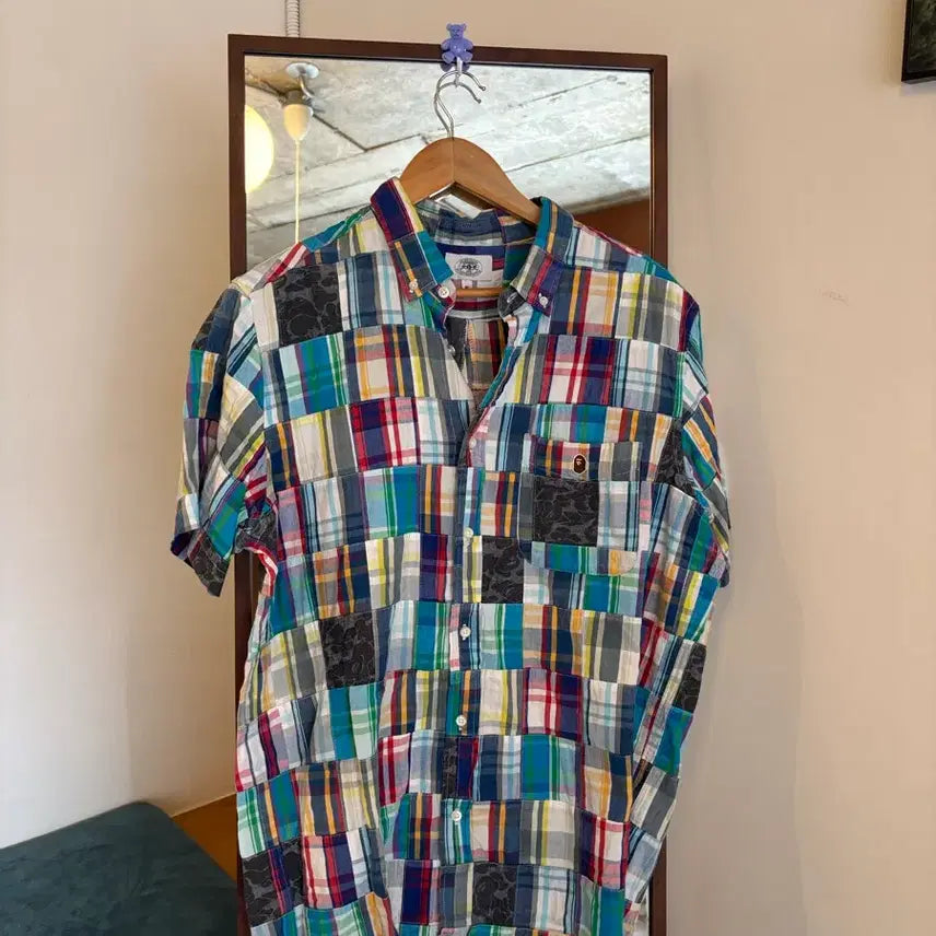 [BUNJANG] BAPE Patchwork Check Shirt / 베이프 패치워크 체크 셔츠