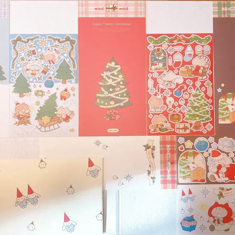 [BUNJANG] Misol Misol Christmas Sticker Pack Set of 4 / 미솔미솔 크리스마스 스티커 팩 새상품 4종 일괄