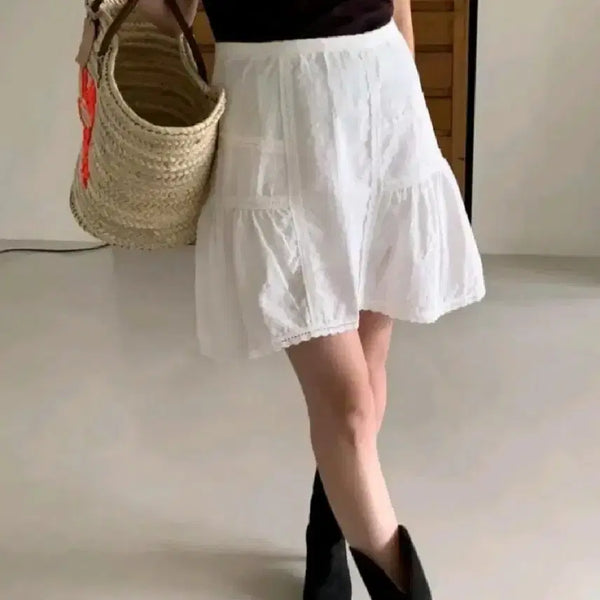 [BUNJANG] Ivory Lace Mini Skirt / 레이스 미니 스커트 - 아이보리