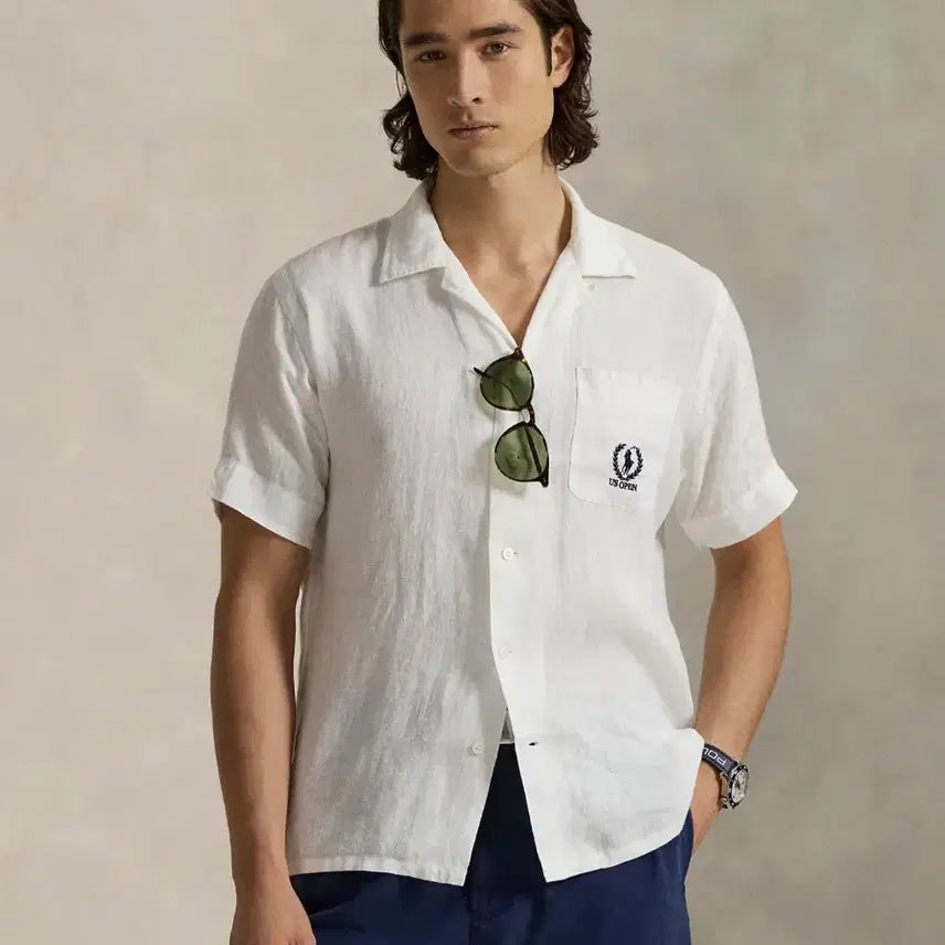 [BUNJANG] Polo Ralph Lauren US Open Linen Camp Shirt L / 폴로 US OPEN 반팔 린넨 캠프셔츠