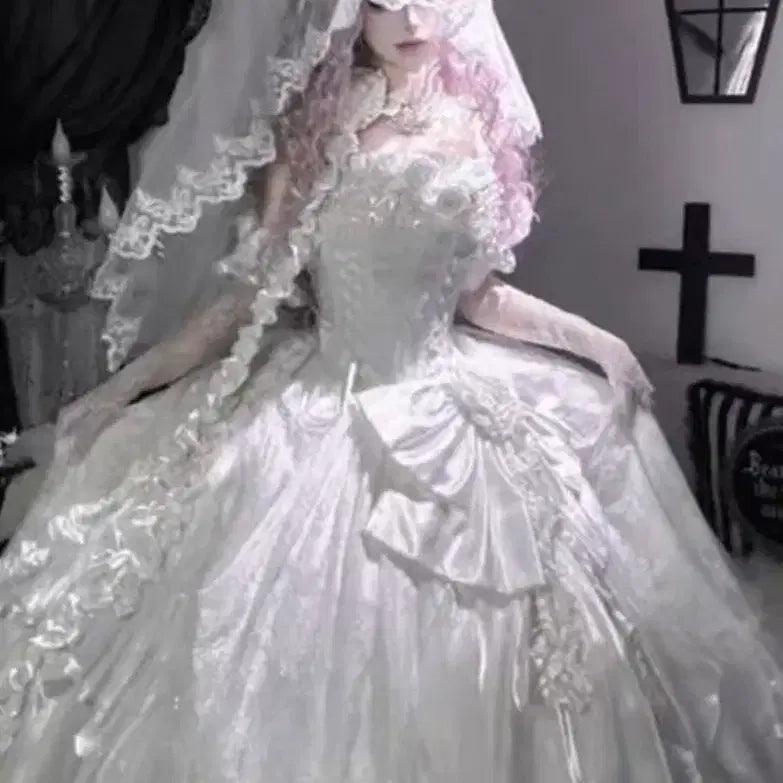 [BUNJANG] Gothic Wedding Dress Lolita Full Set / 고딕 웨딩드레스 풀세트 드레스 로리타