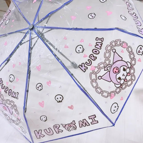 [BUNJANG] Kuromi Clear Automatic 3-Section Umbrella / 쿠로미 투명 자동우산 / 3단우산 / 새상품