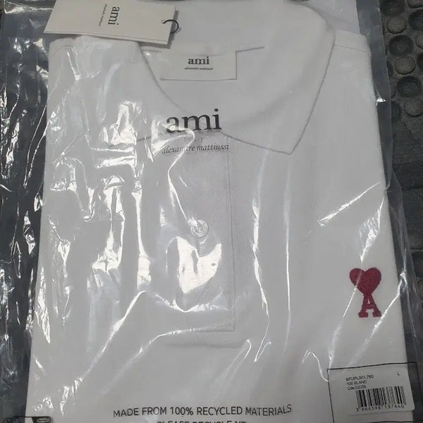 [BUNJANG] AMI Ami de Coeur Logo Polo T-Shirt White L / 아미 하트 로고 폴로 티셔츠 화이트 L