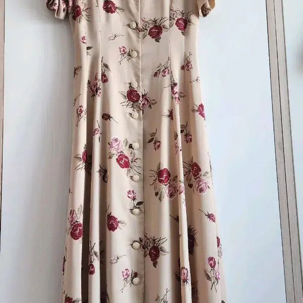 [BUNJANG] Vintage Rose Pattern Long Dress / 빈티지 장미 패턴고급 롱 원피스