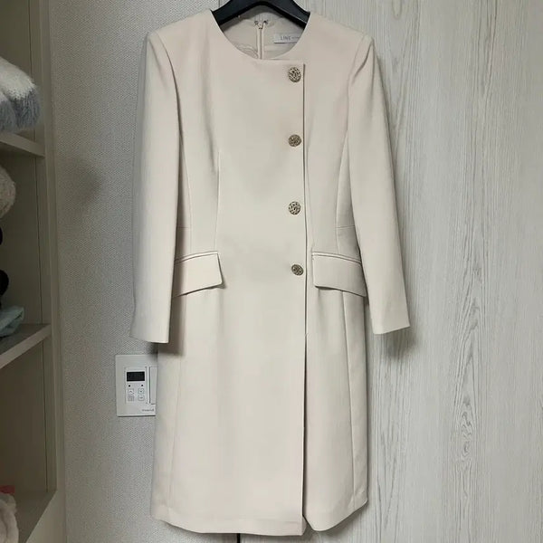[BUNJANG] LINE Beige Dress (Size 55) / 라인 베이지 원피스(55사이즈)