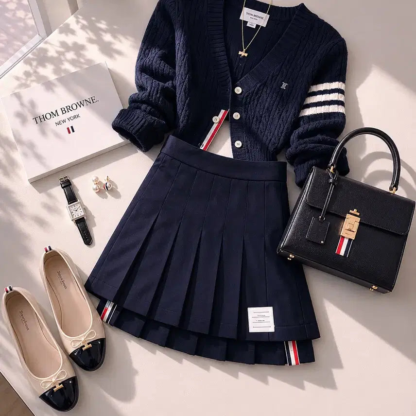 [BUNJANG] Thom Browne 22 Season Navy Pleated Skirt (Custom Zipper) / [정품] THOM BROWNE 톰브라운 22시즌 네이비 플리츠 스커트