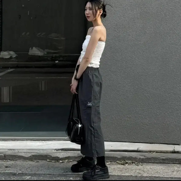 [BUNJANG] MUSEENT Nylon Long Cargo Skirt / 무센트 나일론 롱 카고 스커트 free