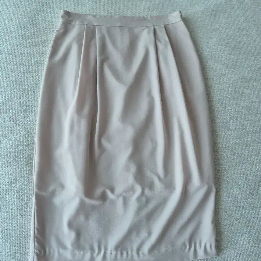 [BUNJANG] Women's H-line Suit Skirt with Pin-tuck Front Pleats (Small, Beige, Summer) / 여성 H라인 정장 스커트 핀턱 앞주름 스몰 베이지 여름용