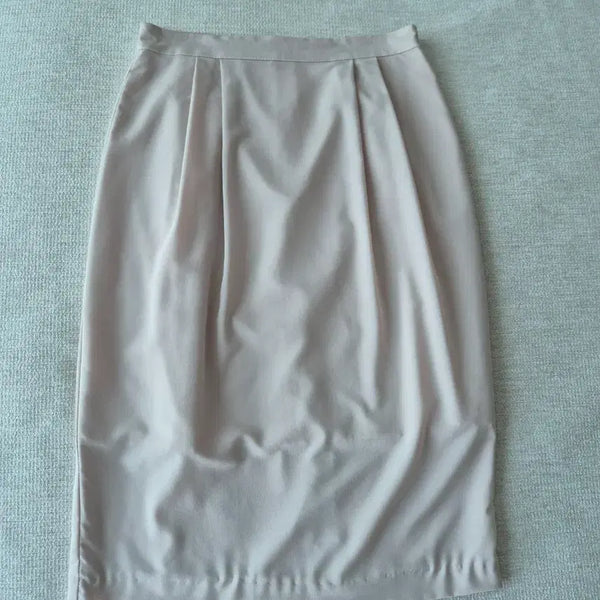 [BUNJANG] Women's H-line Suit Skirt with Pin-tuck Front Pleats (Small, Beige, Summer) / 여성 H라인 정장 스커트 핀턱 앞주름 스몰 베이지 여름용