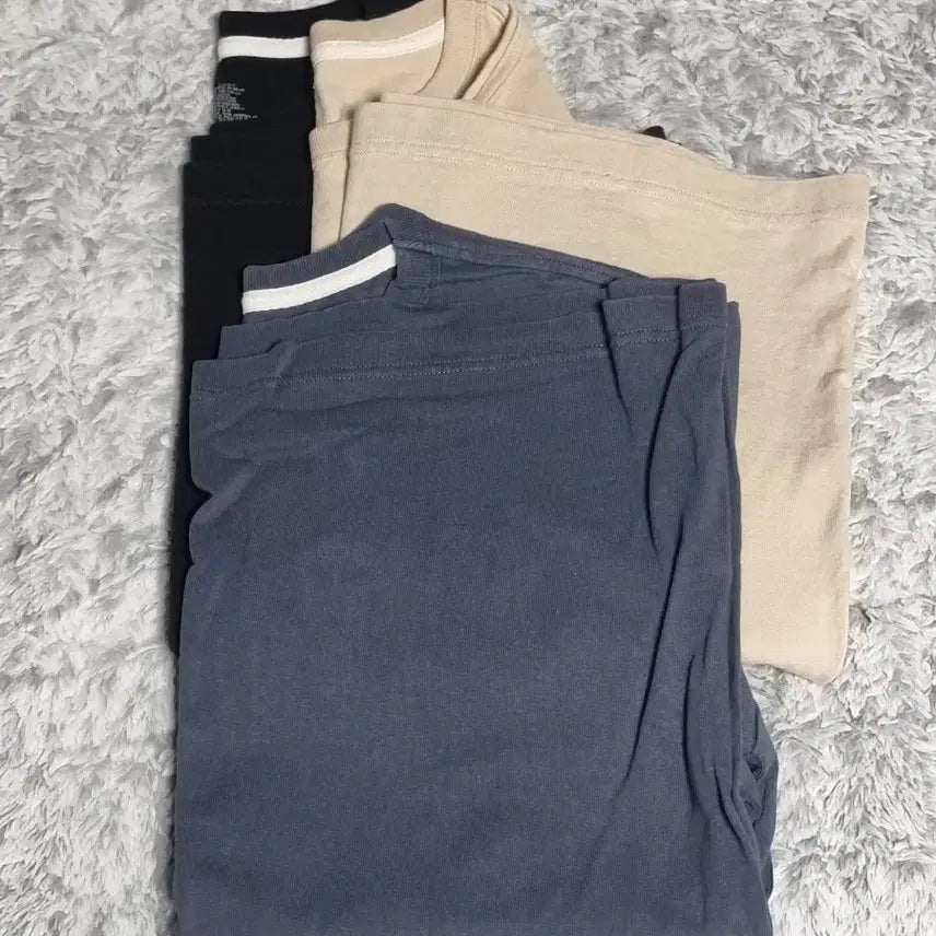 [BUNJANG] Muji Cotton T-Shirt Bundle Set (Navy, Beige, Black) / 무인양품 무지 반팔티 태번수 M 네이비/베이지/블랙 일괄