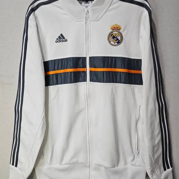 [BUNJANG] Adidas Real Madrid White Track Top Zip-Up Jersey 90/S / 아디다스 레알마드리드 화이트 트랙탑 져지집업 90/S