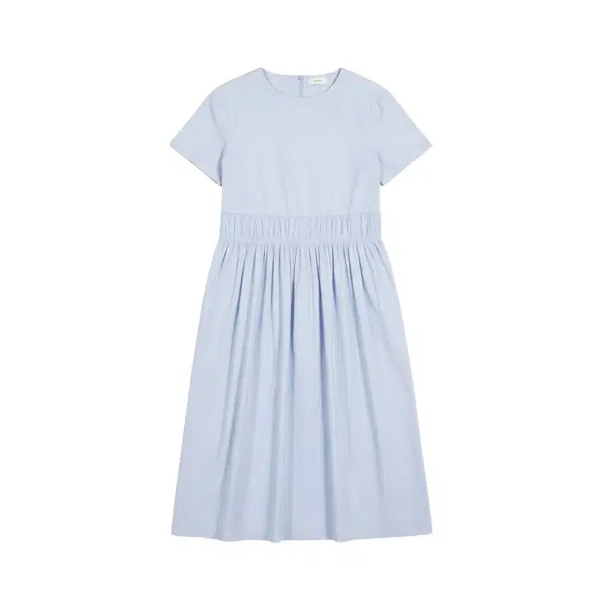 [BUNJANG] Women's Bros Round Light Blue Short Sleeve Wrinkled Dress BL / 여성F / 브로스 라운드 연블루 반팔 주름원피스BL 31-40