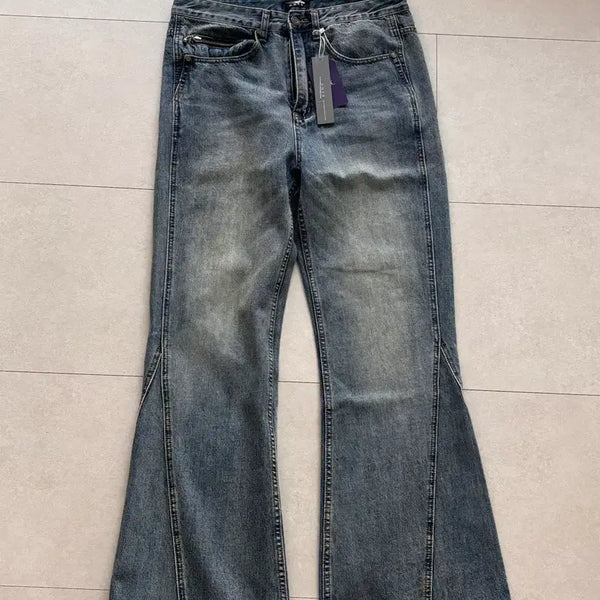 [BUNJANG] DNSR Rockstar Mood Flare Fit Bootcut Dirty Wash Denim Pants (Size L) / DNSR 락스타 무드 플레어핏 부츠컷 더티워싱 데님 팬츠 L