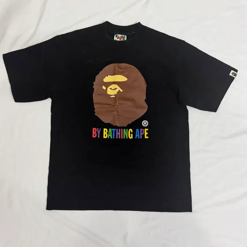 [BUNJANG] BAPE Rainbow Big Head Ape Short Sleeve T-Shirt / 베이프 반팔 티셔츠 레인보우 빅헤드 사루