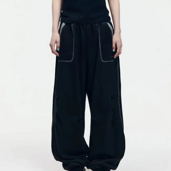 [BUNJANG] Arkham Knee Pin-Tuck Ethnic Sweatpants Black Size 1 / [아캄] Knee Pin-Tuck Ethnic Sweatpants