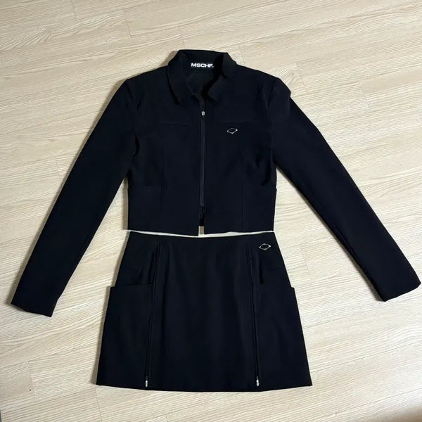 [BUNJANG] MSCHF Uniform Setup Black Jacket Skirt Set / [S] 미스치프 유니폼 셋업 블랙 자켓 스커트 치마