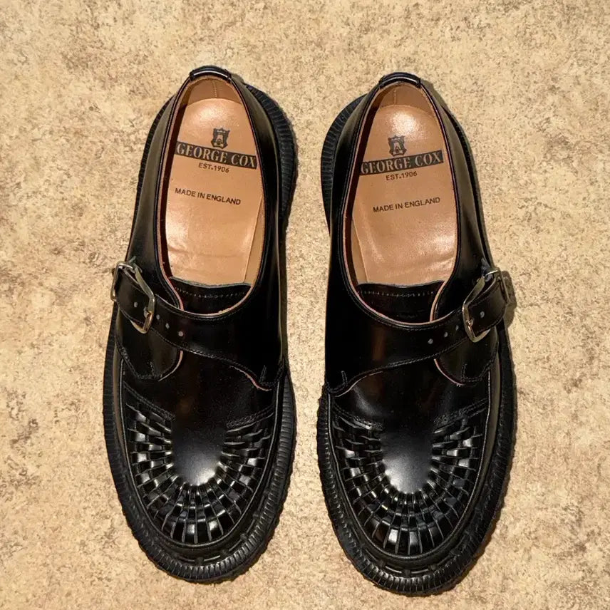 [BUNJANG] George Cox Black Monk Strap Weaving Detail Shoes / George cox 270