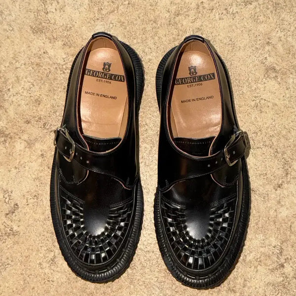 [BUNJANG] George Cox Black Monk Strap Weaving Detail Shoes / George cox 270