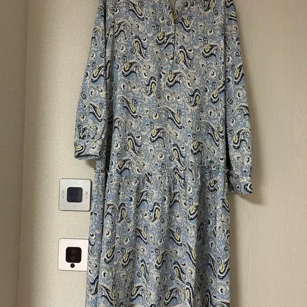 [BUNJANG] Paisley Pattern Long Dress / 페이즐리 패턴 롱 원피스 하늘색