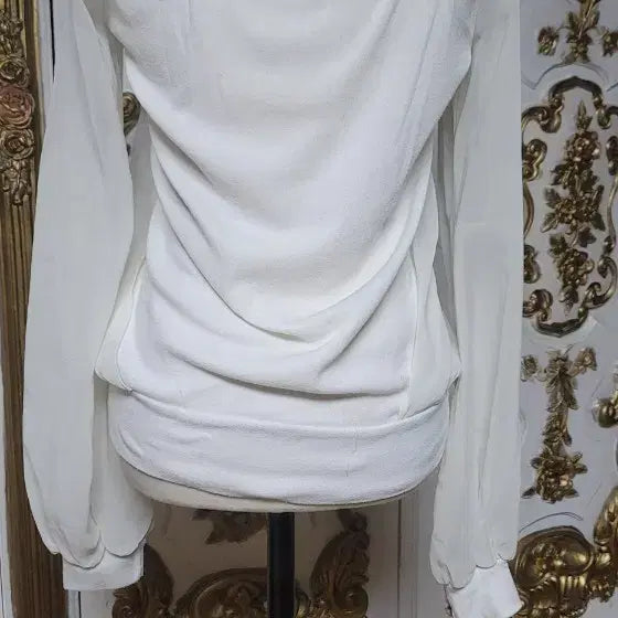 [BUNJANG] White See-Through Sleeve Blouse / 화이트 시스루 소매 블라우스