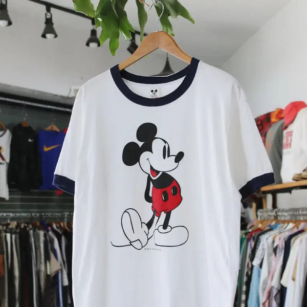 [BUNJANG] 70s-80s Walt Disney Mickey Mouse Ringer T-Shirt / (착용컷) 70~80's Walt Disney 미키 마우스 링거 반팔 티