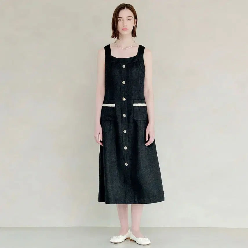 [BUNJANG] General Idea Tweed Long Dress / (F) 제너럴아이디어 플랫 트위드원피스 55-66