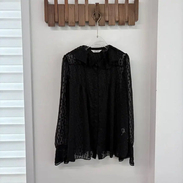 [BUNJANG] SJSJ Black See-Through Blouse / sjsj 블랙 시스루 블라우스