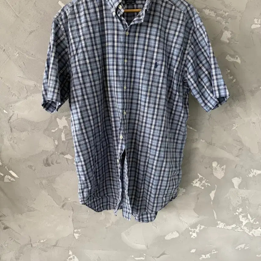 [BUNJANG] Ralph Lauren Blake Line 100% Cotton Short Sleeve Check Shirt / 랄프로렌의 체크셔츠 실측105~110