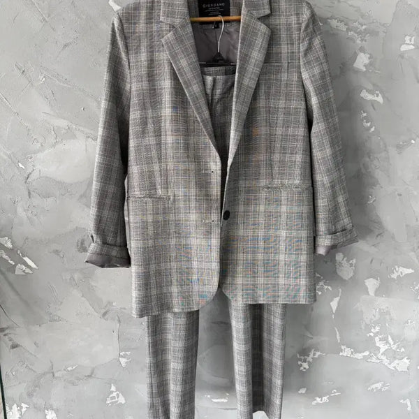 [BUNJANG] Giordano Women's Check Suit Set - Size S / 지오다노 체크 여성 정장 세트 S