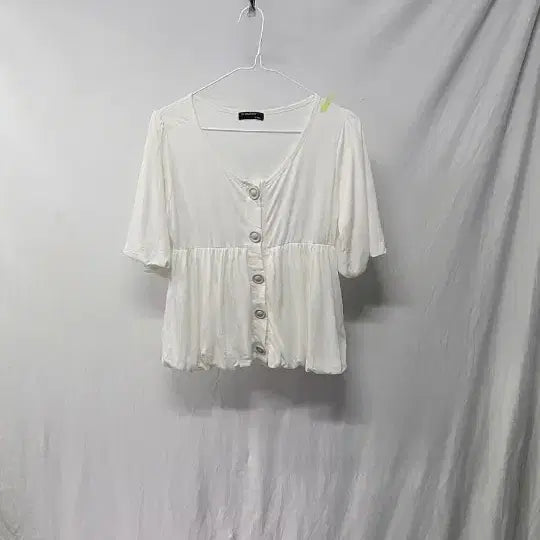 [BUNJANG] White Puff Short Sleeve Blouse (M) / 화이트 퍼프 반팔 블라우스 M