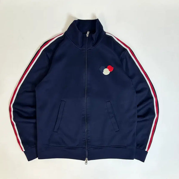 [BUNJANG] Moncler Triple Logo Patch Jersey Zip-Up Jacket Navy XL / 몽클레어 트리플로고 패치 져지 집업 자켓 네이비 XL