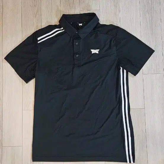 [BUNJANG] PXG Black Stripe Short Sleeve Polo Shirt / PXG 블랙 스트라이프 반팔 폴로티 95 가슴단면 49
