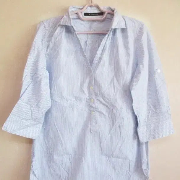 [BUNJANG] White Stripe Cotton Blouse / 화이트 스트라이프/ 코튼 블라우스 (새옷)