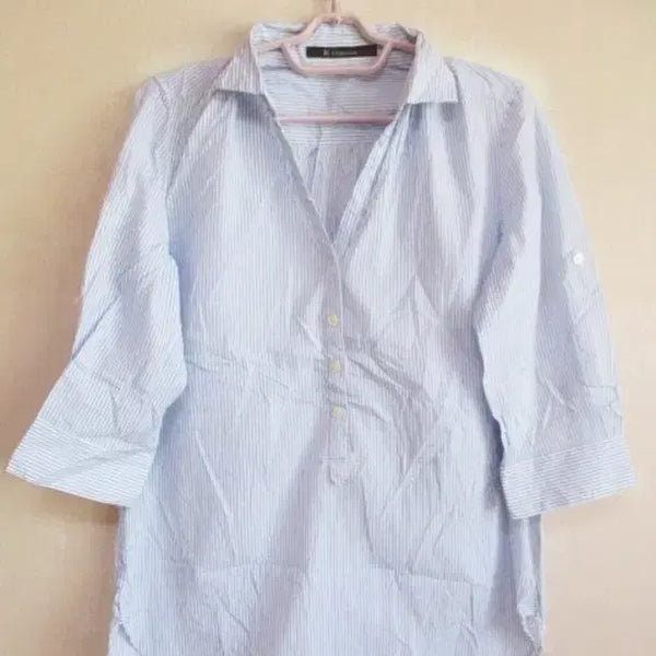 [BUNJANG] White Stripe Cotton Blouse / 화이트 스트라이프/ 코튼 블라우스 (새옷)