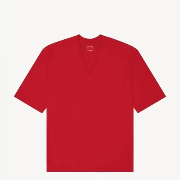 [BUNJANG] Eliot V-Neck Half-Sleeve T-Shirt Red / 문달 브이넥 반팔 티셔츠 Eliot V-Neck Half