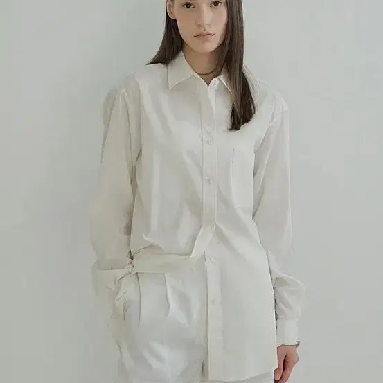 [BUNJANG] Flowomen Ivory Tencel Polyester Shirt / 새상품)플로우먼 아이보리 텐셀 폴리에스터 셔츠