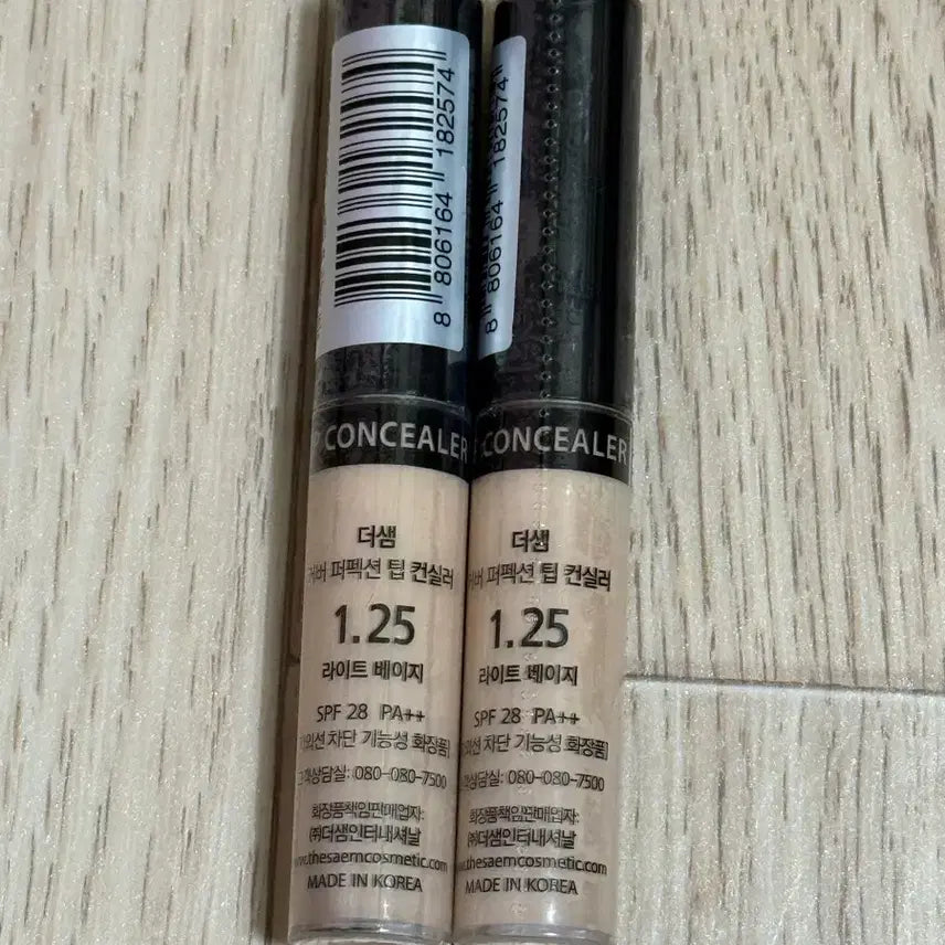 [BUNJANG] The Saem Cover Perfection Tip Concealer 1.25 Light Beige (2 pcs) / 더샘 컨실러 1.25